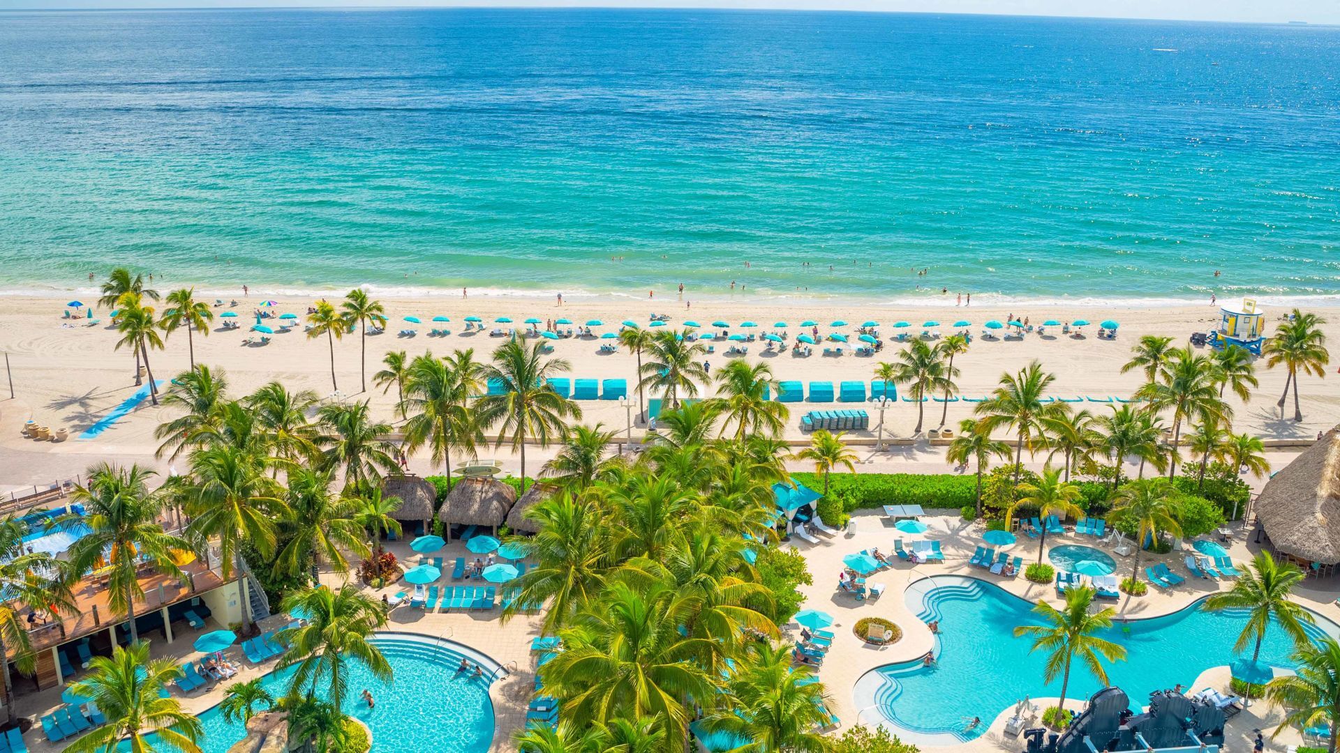 Aerial view of Margaritaville Beach Resort on Hollywood Beach